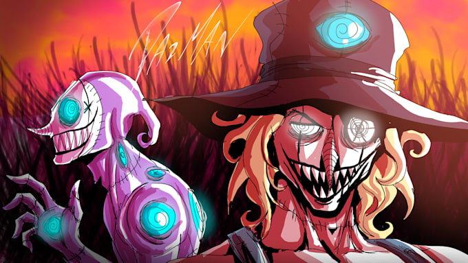 create dark manga or comic book illustration