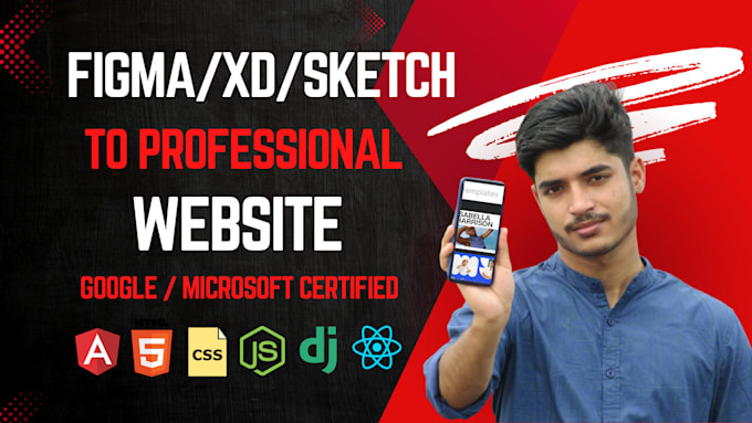 convert your figma, xd or sketch design to responsive HTML, CSS or react website