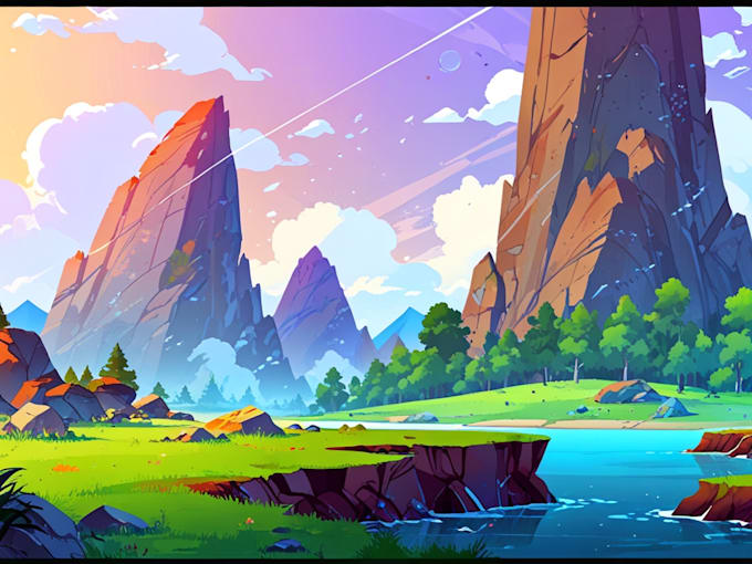 create 2d landscape and fantasy background