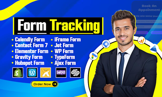 track calendly, iframe, hubspot, gravity, ninja, wp, jet, and jot form