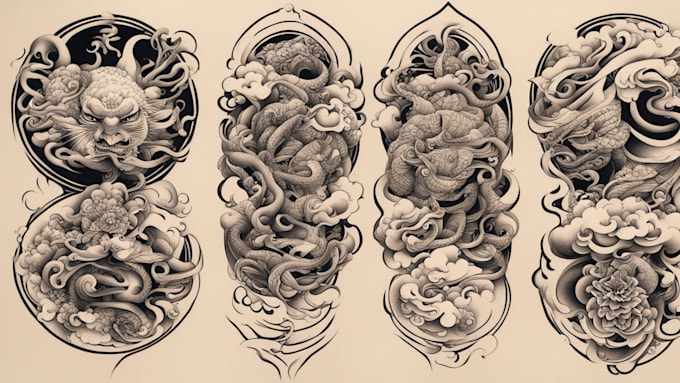 draw a japanese unique tattoo design