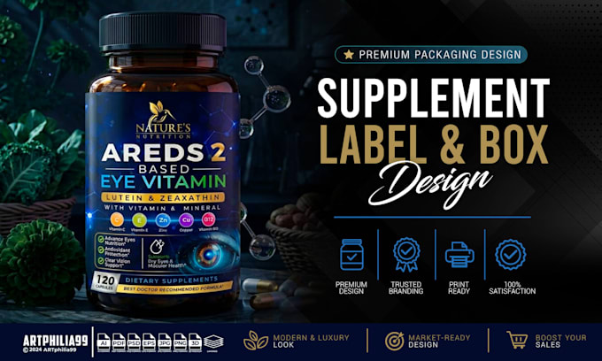 design premium supplement label and packaging