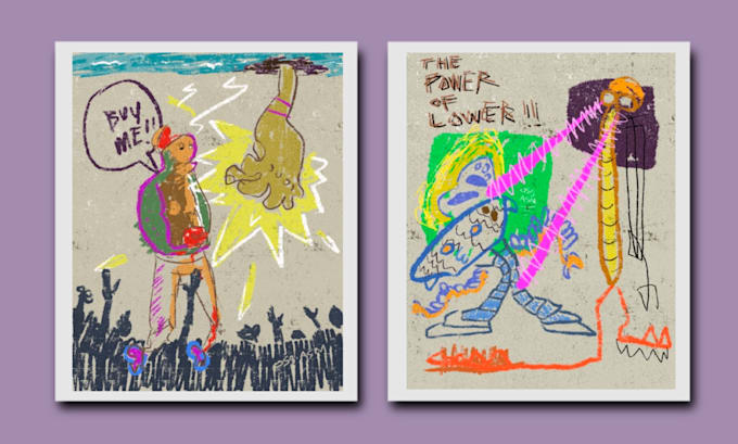whimsical children crayon style illustration