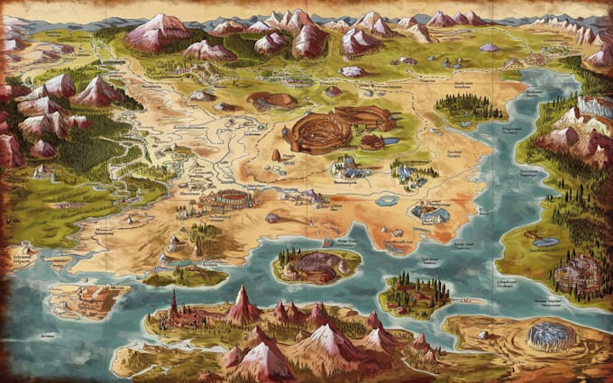 create a digital fantasy map illustration for you