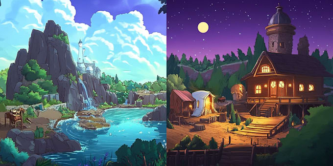 Draw an environment concept art for you game by Menguelas | Fiverr