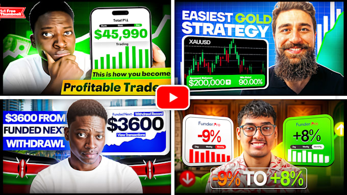 design eye catching trading, finance, crypto, thumbnails