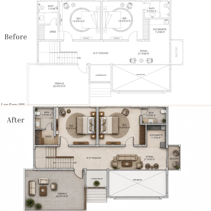 create a realistic 3d floor plan for real estate and architectural presentation