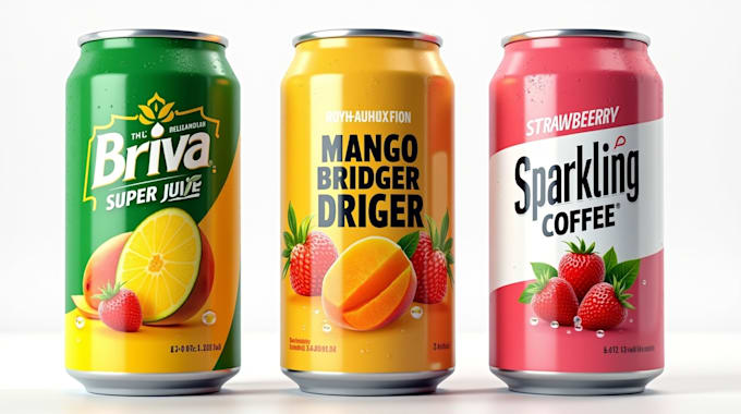 design energy drink, juice and soda can label