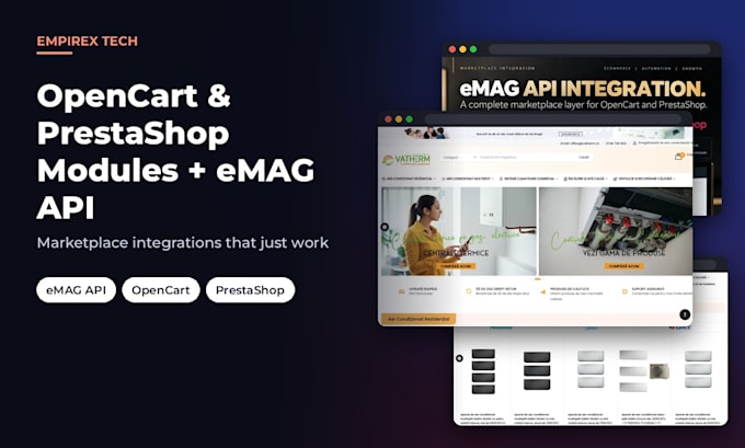 develop custom opencart, prestashop modules and emag API integrations