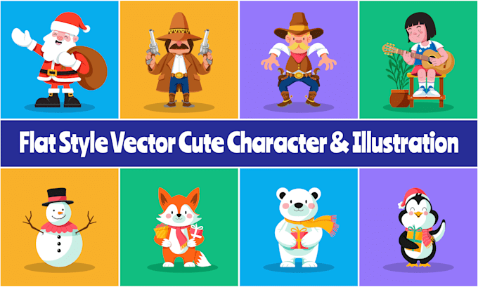 draw flat style cute character in 24 hours