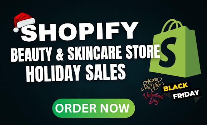 design a beauty and skincare shopify, store festive landing page, christmas