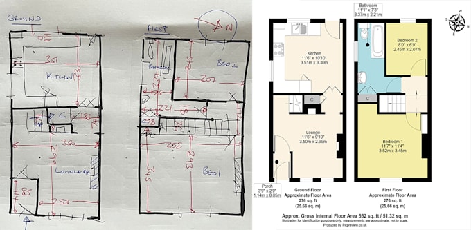 professional floor plan redrawing for real estate listings