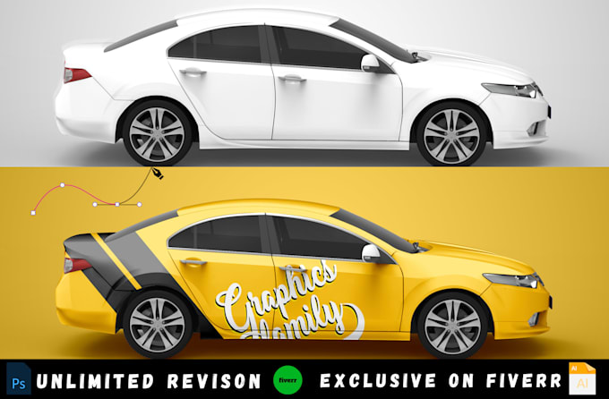 create a professional mockup for your vehicle in 4 hours