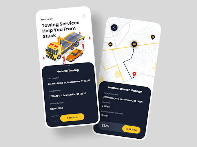 develop a roadside assistant app for towing, mechanic, unlock
