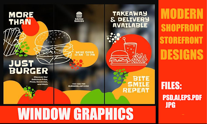design shopfront, storefront, window graphics signage design