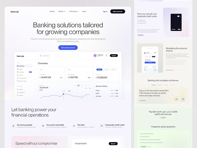 Do fintech website design, fintech landing page , fintech ui ux design ...