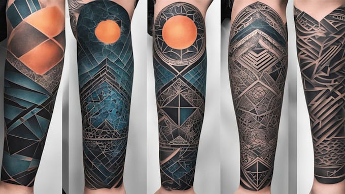 create sleeve tattoo design in geometric style