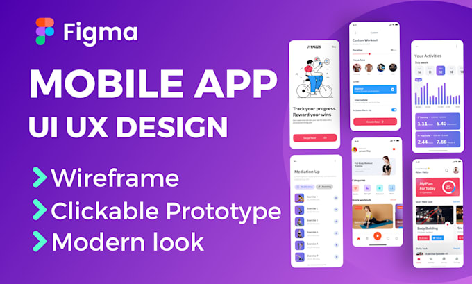 do mobile app ui ux wireframe, mockup and prototype in figma