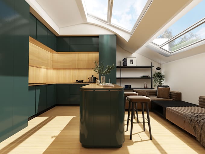 design your kitchen interior with photorealistic 3d render