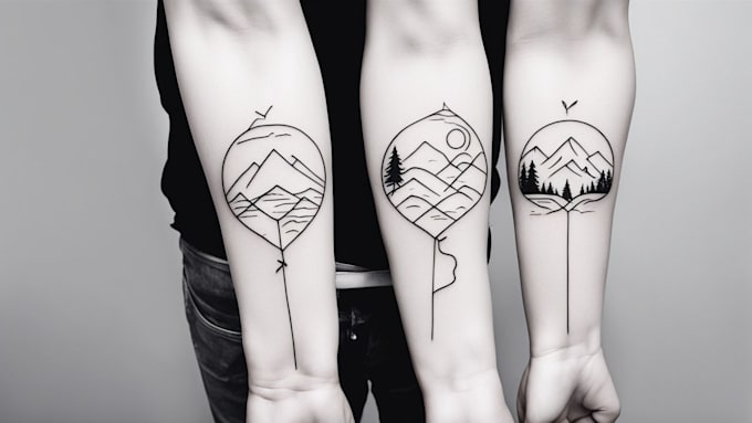 create minimalist line art tattoo with my style