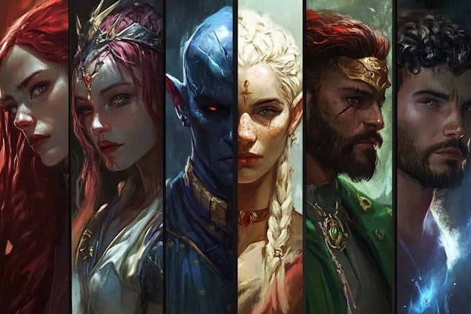 make a fantasy dnd party charecter art