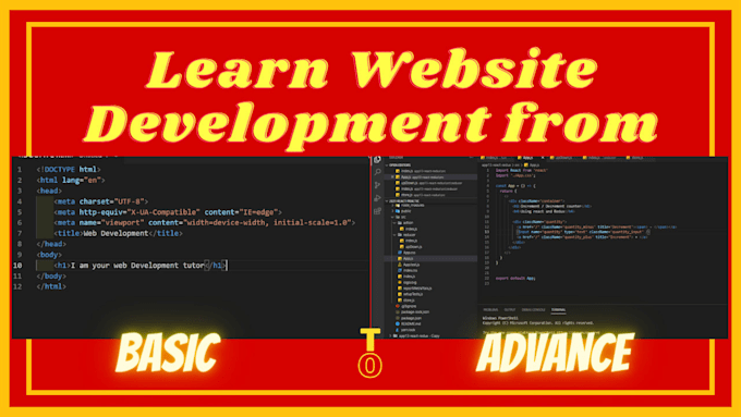 be your web development tutor in HTML CSS javascript and react js