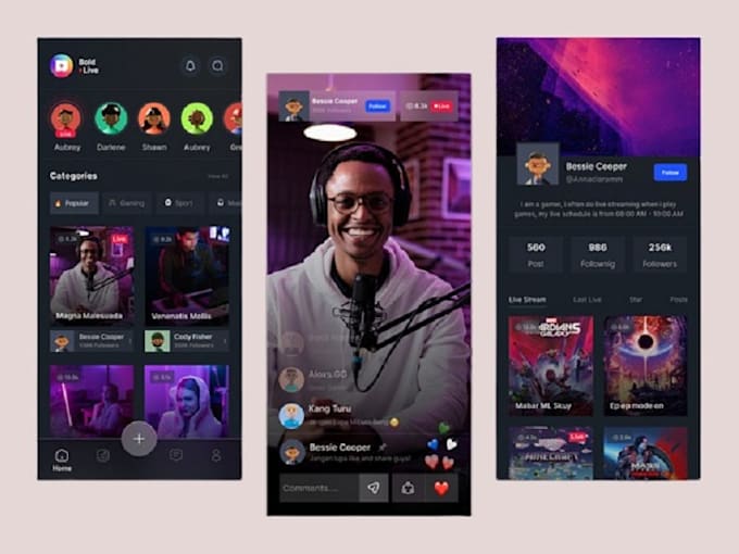 develop live streaming app video streaming app website live streaming website