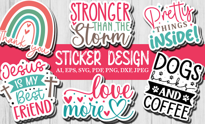 create custom typography sticker svg design, decal and logo