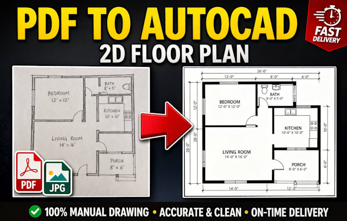 Convert pdf, image or sketch into autocad 2d floor plan by Civil_engr ...