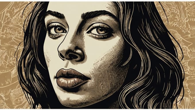 draw a custom portrait in linocut style