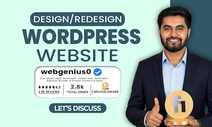 design redesign wordpress website, website development as a full stack developer