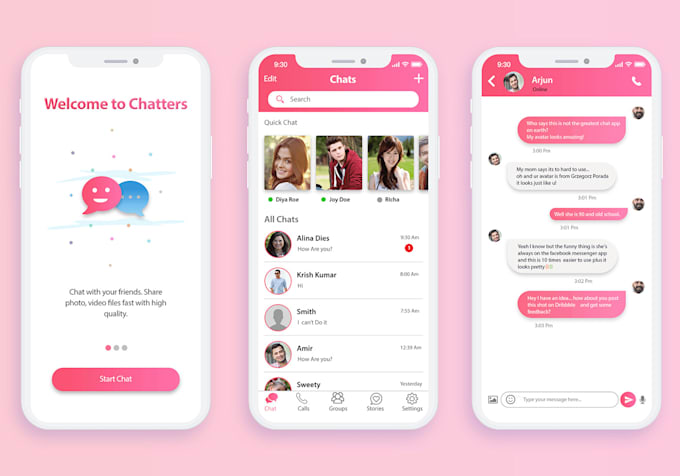 develop social chat app, video app, flutter app social media app, dating app