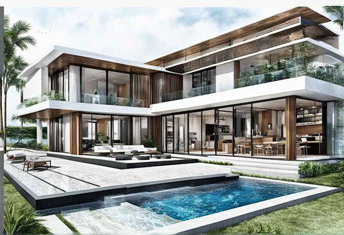 do architectural sketch rendering exterior interior concept