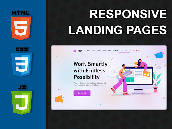 Create a responsive website using react or js, html and css by ...