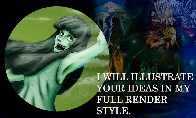 illustrate your oc in my full rendered style
