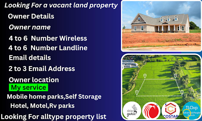 do property research and vacant land property with skip tracing