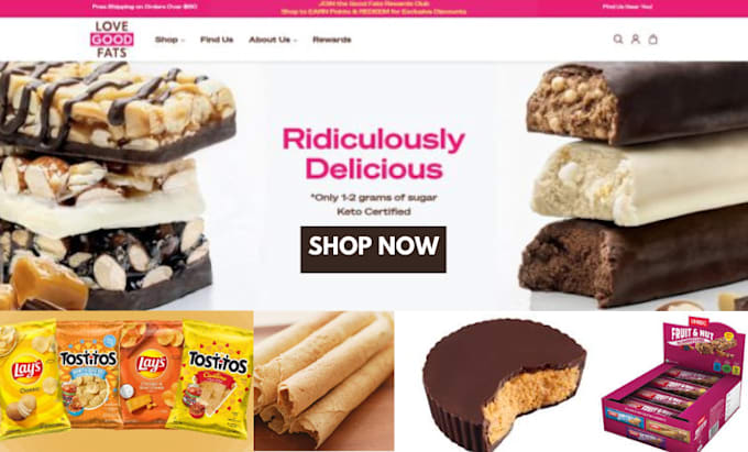 design highly profitable snacks shopify cake pizza store restaurant website