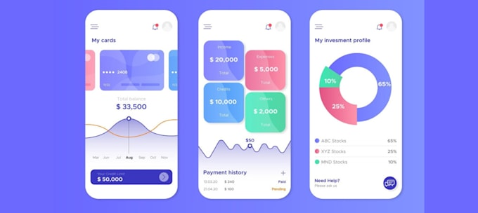 develop fintech app, investment app, crowdfunding app, wallet app, payment app