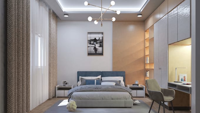 create photorealistic interior design rendering, 3d visualization