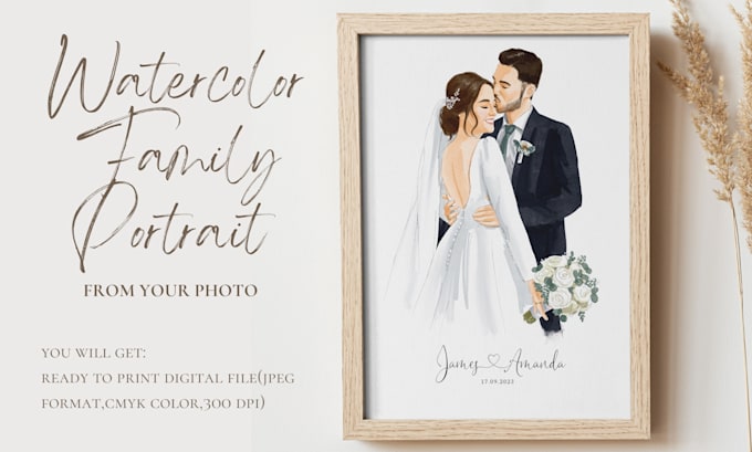 draw couple and family portrait illustration