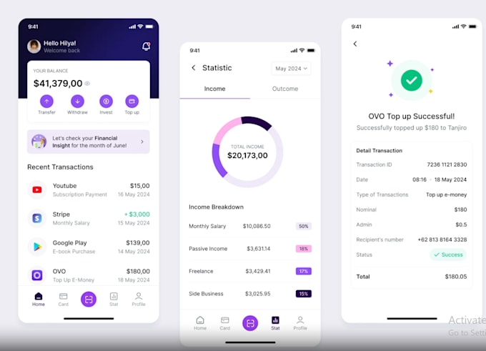 develop online bank app, crypto app, wallet app, finance app, crowdfunding app