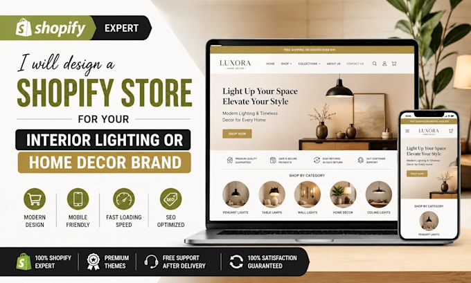 design a shopify store for your interior lighting or home decor brand