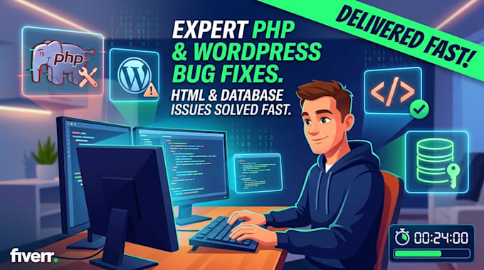 fix wordpress, PHP, HTML, CSS and database errors fast
