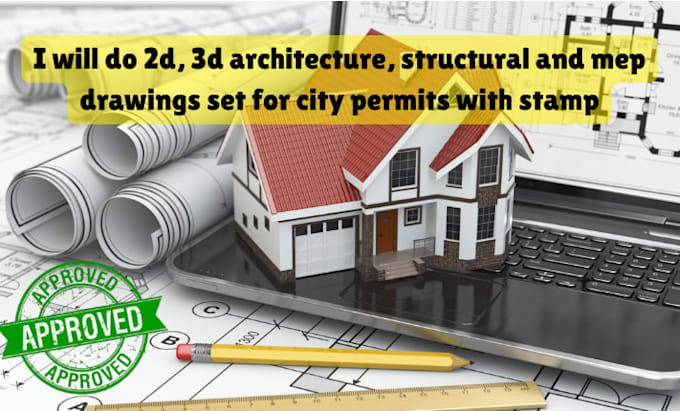 Do 2d 3d architecture, structural and mep drawings set for city permits ...