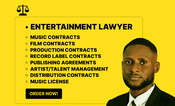 be your entertainment lawyer to draft music and film contracts and agreements