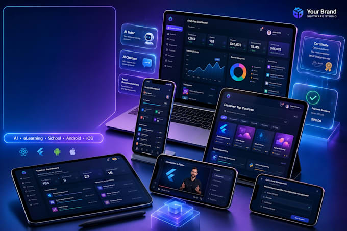 develop an ai powered online course app, lms, educational and school platform