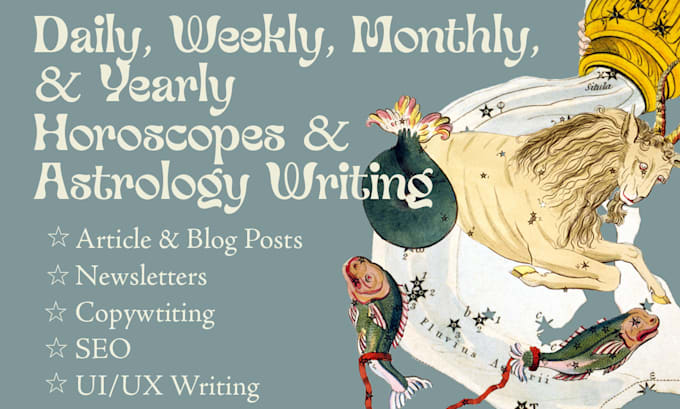 write daily, monthly, and yearly horoscopes per zodiac sign