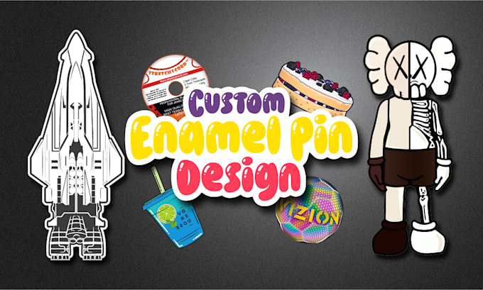 draw unique cartoon vector enamel pin design illustration for sticker