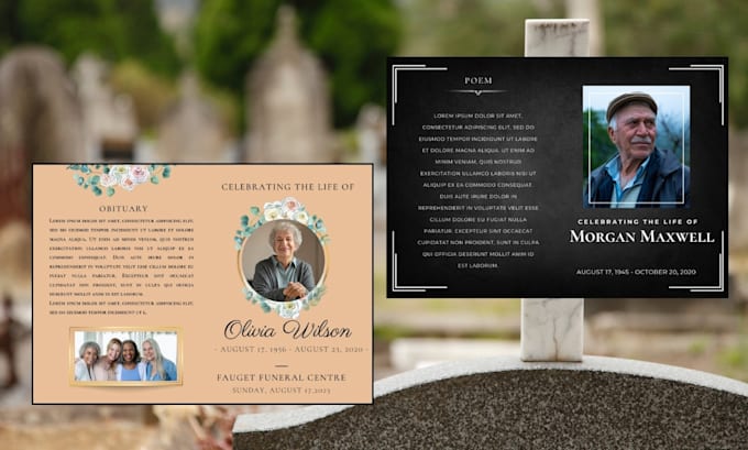 design funeral flyer, obituary and memorial,  event flyer design