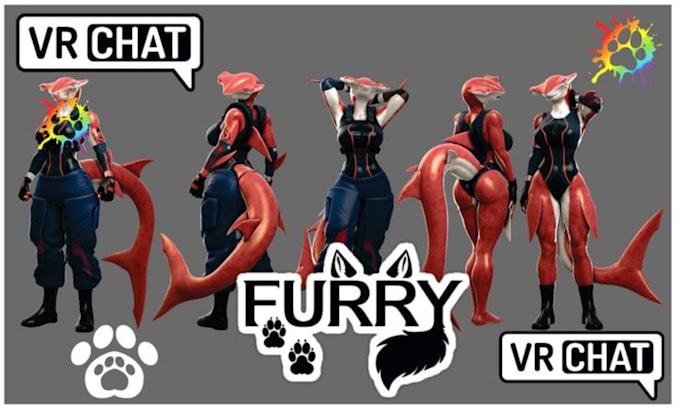Do custom 3d furry vrchat avatar, 3d vtuber, vr character, vrchat ...